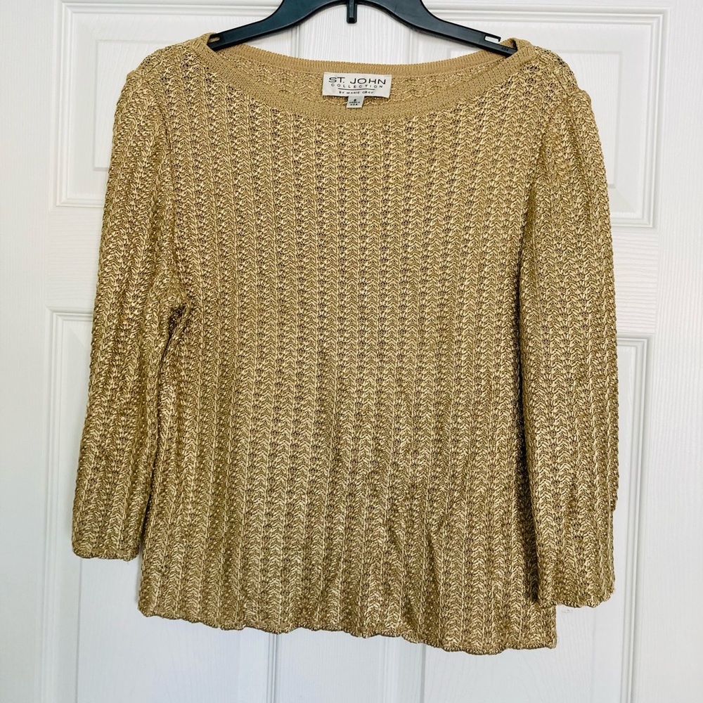 St. John gold chain look sweater Holidays Sz. 6